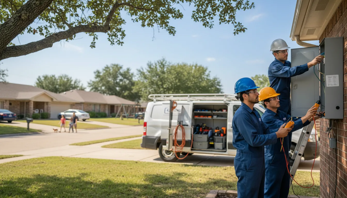 Certified electrician providing emergency electrical services in De Leon, TX